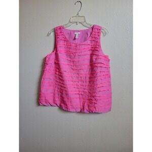 J.Crew Pink Striped Sleeveless Blouse Sz 12 Silk Cotton Top